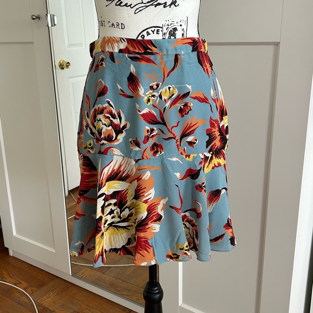 Burberry Brown and Orange Fit and Flare Knee-Length Skirt